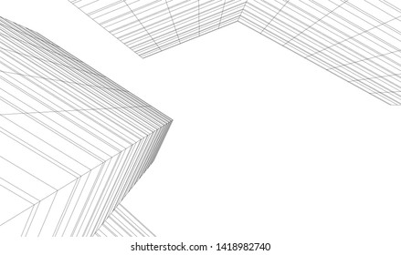 architecture building linear vector 3d illustration 