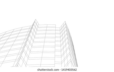 architecture building linear vector 3d illustration 