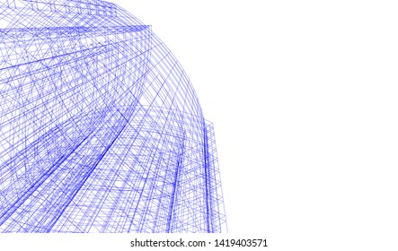 architecture building linear vector 3d illustration 