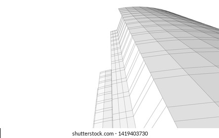 architecture building linear vector 3d illustration 