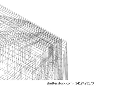 architecture building linear vector 3d illustration 