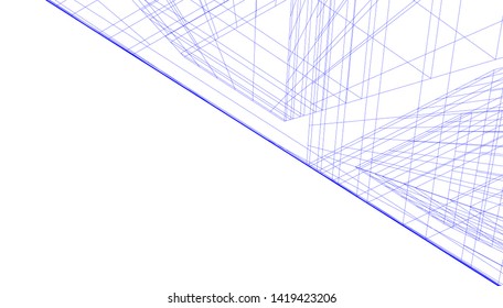 architecture building linear vector 3d illustration 