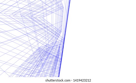 architecture building linear vector 3d illustration 
