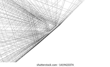 architecture building linear vector 3d illustration 
