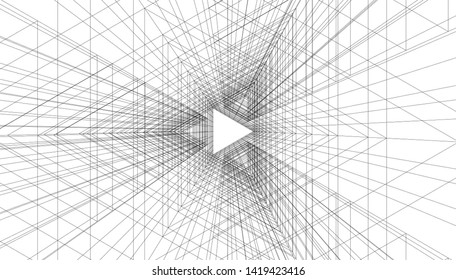 architecture building linear vector 3d illustration 