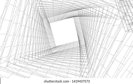 architecture building linear vector 3d illustration 