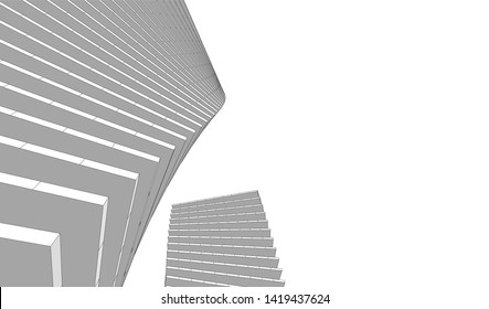 architecture building linear vector 3d illustration 