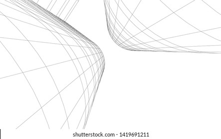 architecture building linear vector 3d illustration 