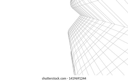 architecture building linear vector 3d illustration 