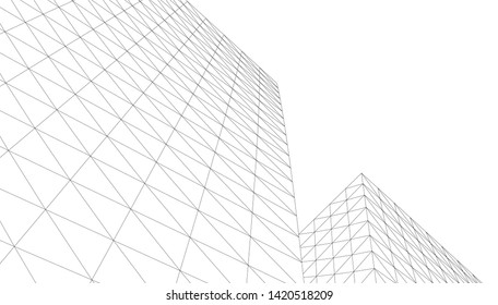 architecture building linear vector 3d illustration 
