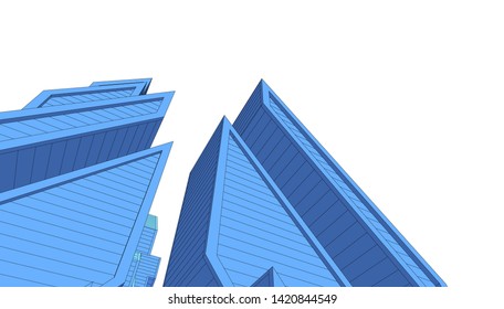 architecture building linear vector 3d illustration 