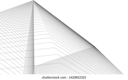 architecture building linear vector 3d illustration 