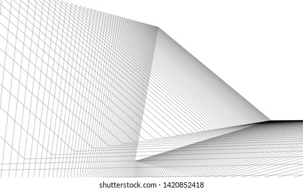 Edificio de arquitectura Vector lineal Ilustración 3D 