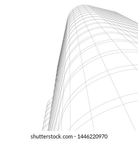 architecture building linear vector 3d illustration 