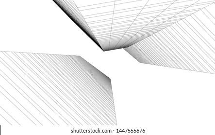architecture building linear vector 3d illustration 