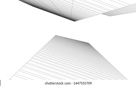 architecture building linear vector 3d illustration 