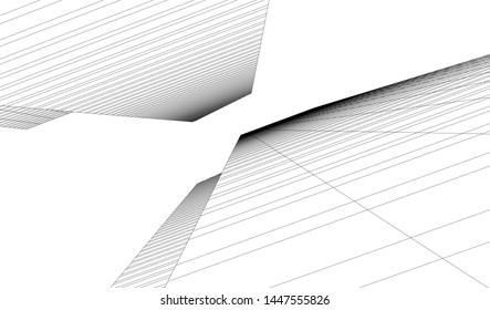 architecture building linear vector 3d illustration 