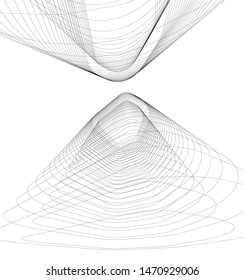 architecture building linear vector 3d illustration 