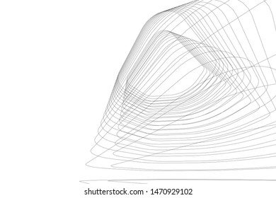 architecture building linear vector 3d illustration 