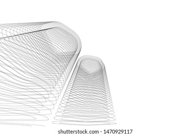 architecture building linear vector 3d illustration 