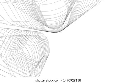 architecture building linear vector 3d illustration 