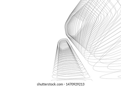 architecture building linear vector 3d illustration 