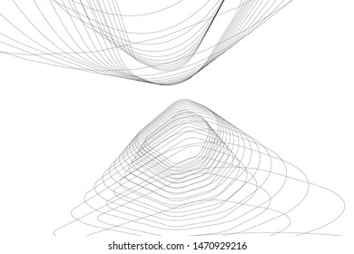 architecture building linear vector 3d illustration 