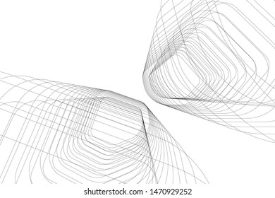 architecture building linear vector 3d illustration 