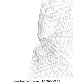architecture building linear vector 3d illustration 