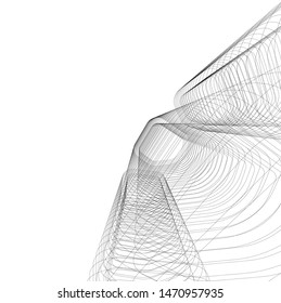 architecture building linear vector 3d illustration 