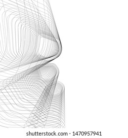 architecture building linear vector 3d illustration 