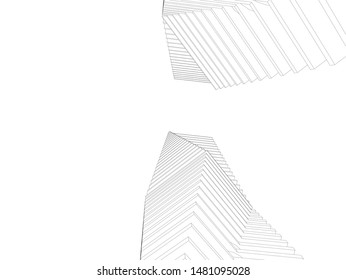architecture building linear vector 3d illustration 