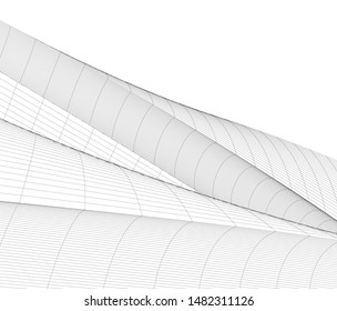 architecture building linear vector 3d illustration 