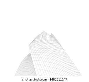 architecture building linear vector 3d illustration 