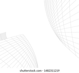architecture building linear vector 3d illustration 