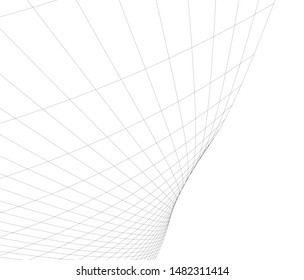 architecture building linear vector 3d illustration 