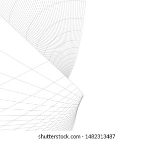 architecture building linear vector 3d illustration 