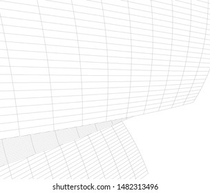 architecture building linear vector 3d illustration 