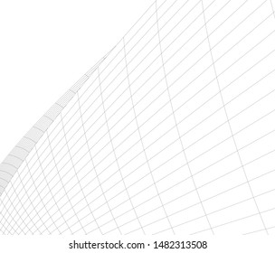 architecture building linear vector 3d illustration 