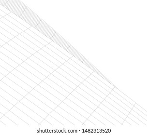 architecture building linear vector 3d illustration 