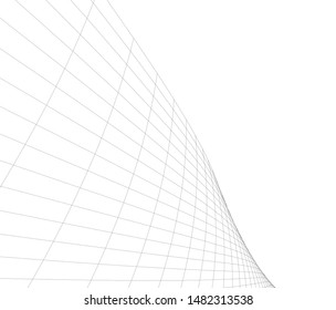 architecture building linear vector 3d illustration 