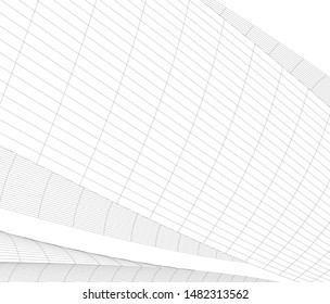 architecture building linear vector 3d illustration 