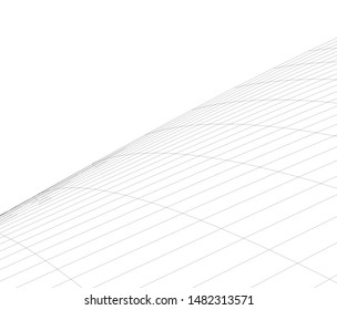 architecture building linear vector 3d illustration 
