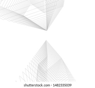 architecture building linear vector 3d illustration 