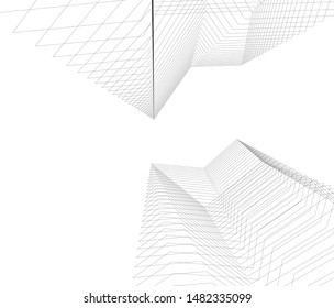 architecture building linear vector 3d illustration 