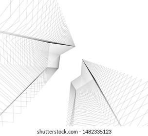 architecture building linear vector 3d illustration 