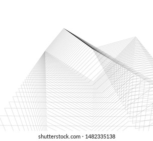 architecture building linear vector 3d illustration 