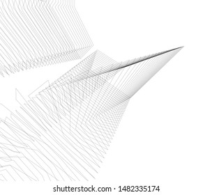 architecture building linear vector 3d illustration 