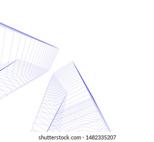 architecture building linear vector 3d illustration 
