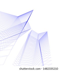 architecture building linear vector 3d illustration 
